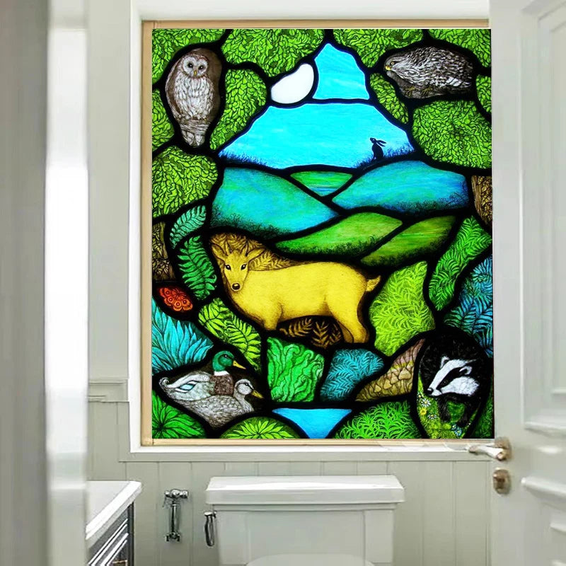 Frosted Stained Glass Films,Customized, Multicolored Static Cling,Privacy Protection, Reusable, Removable, Home-Decor