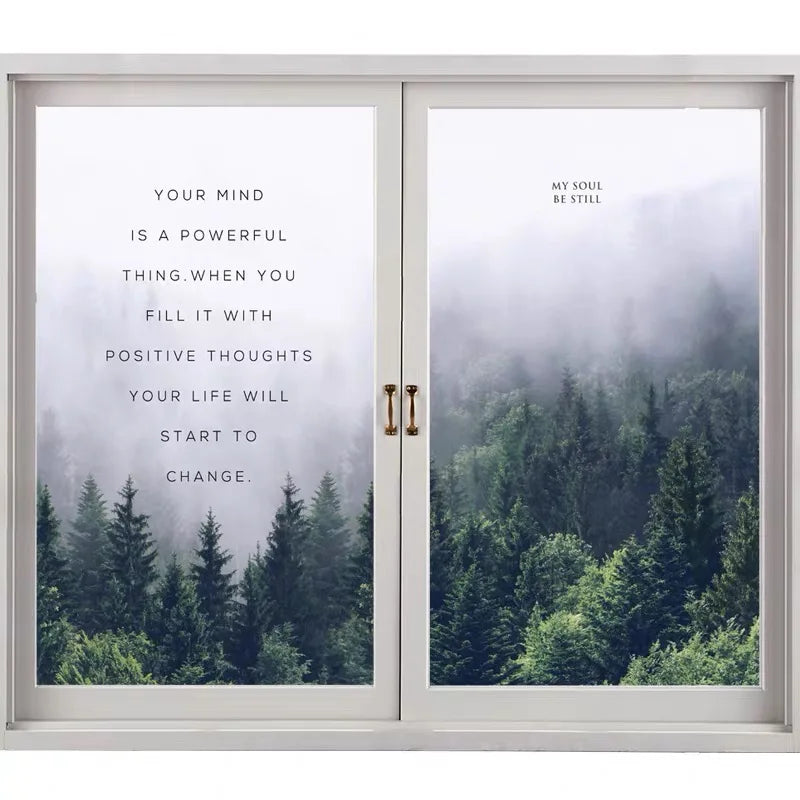 Forest Pattern Glass Films Window Sticker Electrostatic Frosted Home Decor Private Tint-Film For Door Window Cabinet Wardrobe