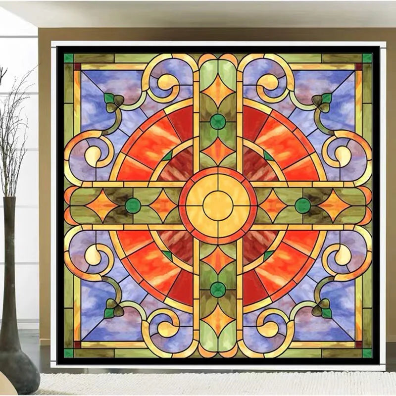 custom size window film electrostatic/self-adhesive frosted stained glass window films church home foil door stickers