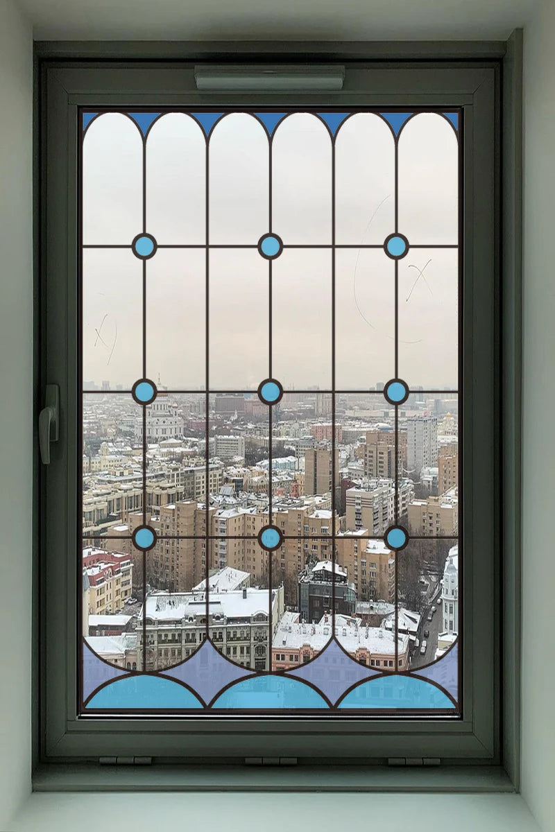 2 Double Sided Stained Glass Film Door Sticker,Decals Window Film,Alert Birds,Dogs,Kids,Guests.Warn Protect Safety Static Cling