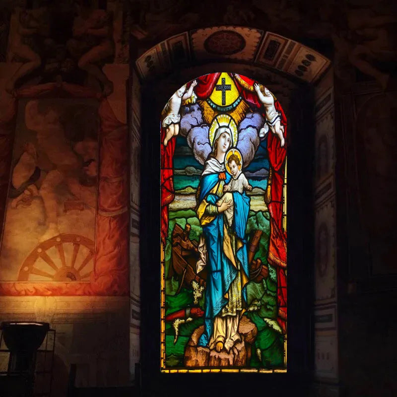 Custom size Window Film Stained Glass Films Jesus Christ Virgin Mary Window Sticker Paper Door Stickers European Church Style
