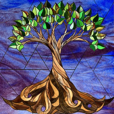 Window Film Frosted Stained Glass Films,Customized Static Cling Stickers,Shower Bathroom Kithchen Skylight Decor Scenic Tree