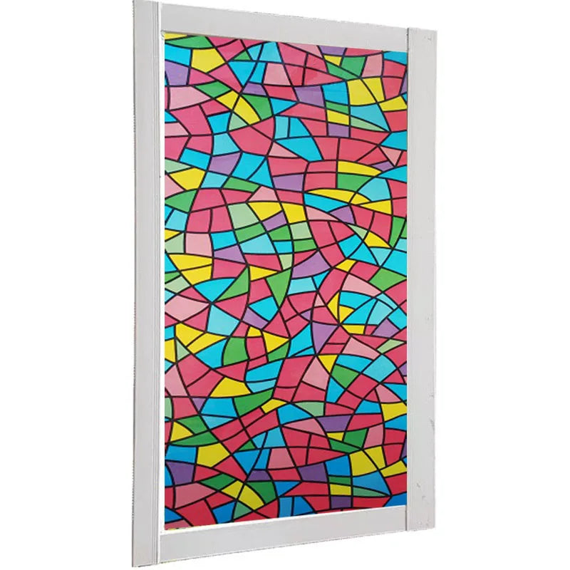 Self-adhesive Stained Glass Films, Window Film, Frosted, Opaque, Privacy Glass, Church Mosaic Pattern Stickers
