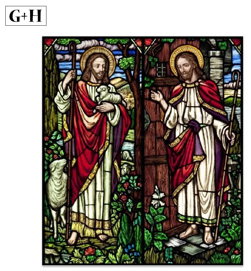 Custom Size Window Glass Films Self-Adhesive Frosted Stained Glass European Church Jesus Christ Virgin Last Supper Sticker Foil