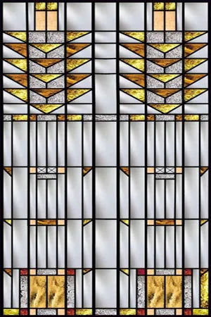 Frosted Stained Glass Window Film, Custom Size Privacy Static Cling, Prairie Style for Kitchen, Bathroom, Office, Skylight