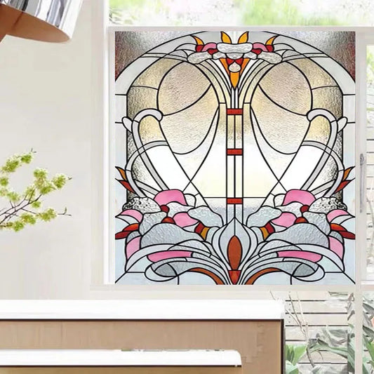 European Church Frosted Glass Film Stained Window Opaque Sticker Self Adhesive/Static Cling Privacy Films Custom Size Home Decor
