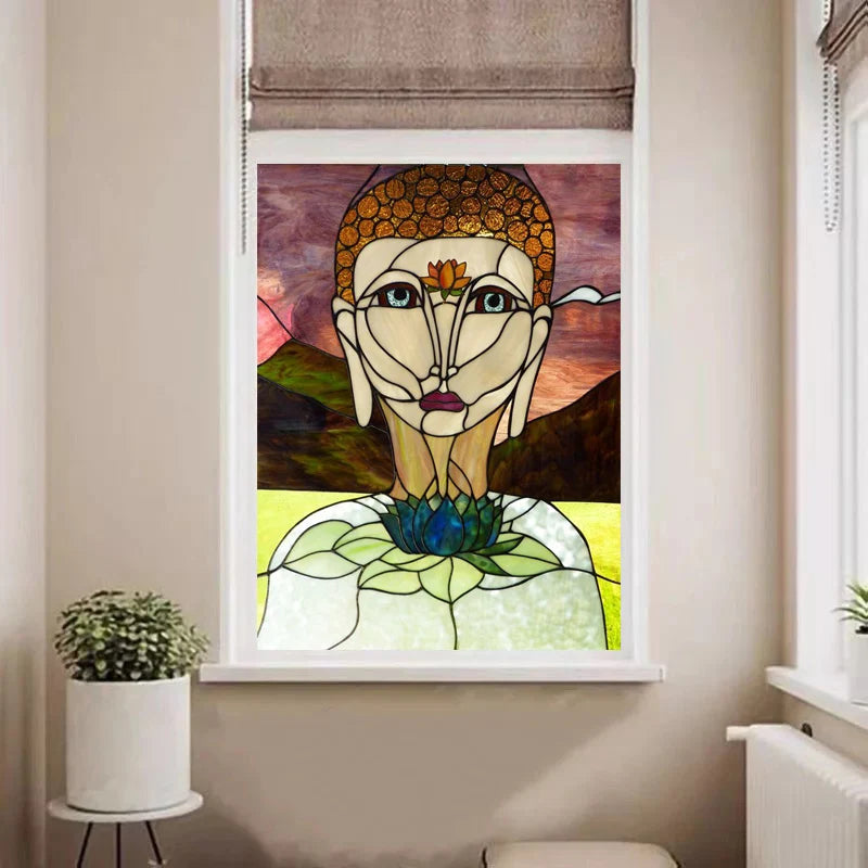 Frosted Stained Glass Window Film, Custom Size, Static Cling, People Girls Angel Sticker, Room, Kitchen, Office, Home Decor