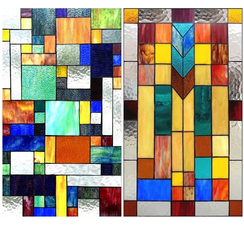 Custom Size Window Film, Stained Glass Stickers, Static Cling, 3D Print Rainbow Mosaic for Window Door, Home Decor