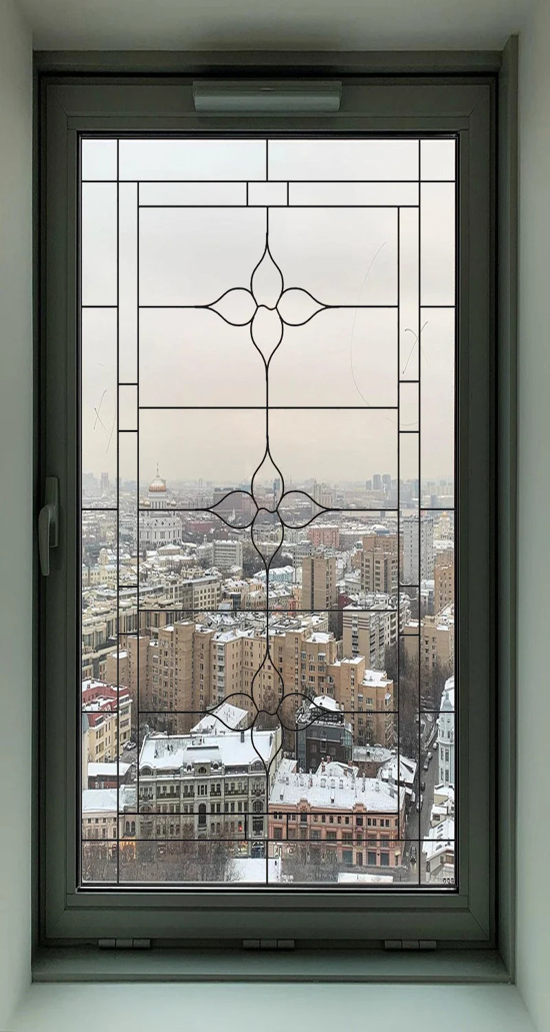 Custom Size Stained Glass Window Film Transparent Glass Sticker Static Cling Rose Sakura Print Office Home Decor Bedroom Door