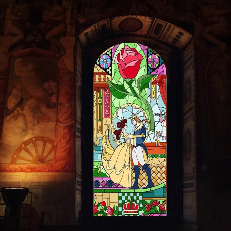 Stained Glass Wndow Film Frosted Glass Sticker Forest Custom Size Princess Prince For Kids Room Door Light Box Poster Home Decor