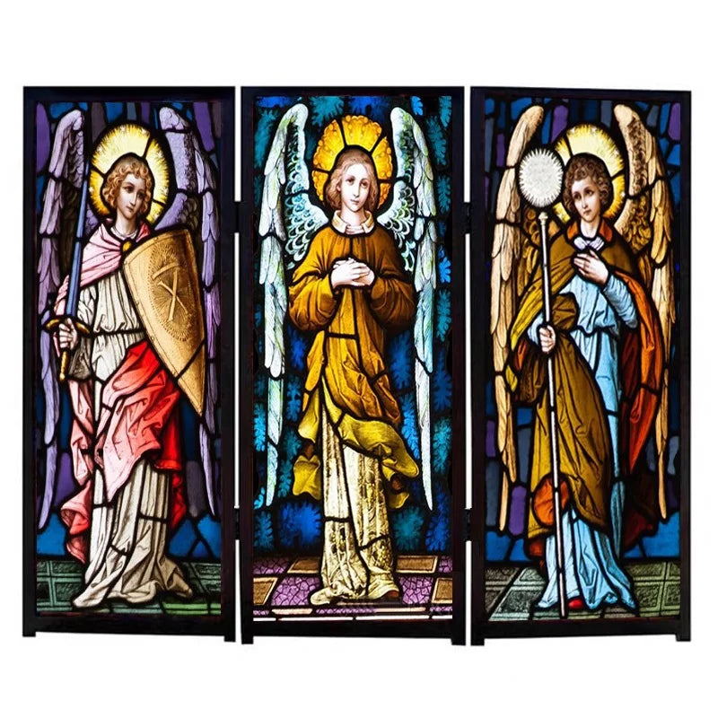 Frosted Stained Glass Window Film, Customized Church Angel Picture,Static Cling, Remove Sticker for House Worship, Home Decor