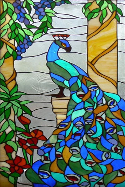 Customized Stained Glass Film Window Films Static Cling Frosted Sticker Tiffany-Style Poster Home Decor Church Peacock Birds