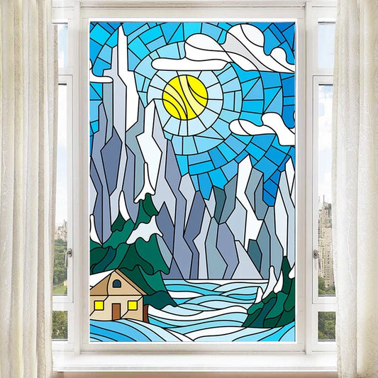 Custom Size Glass Films Window film Static Cling Reusable Water-Proof Private Protection Stained Glass