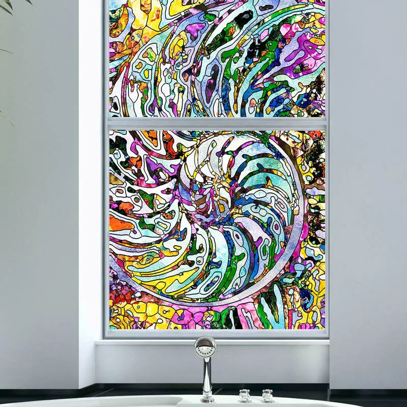 Stained Glass Window Film Frosted Glass Sticker Forest Customized Abstract design for Bathroom Kitchen Door Office Home Decor