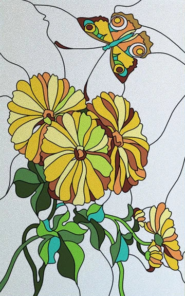 Frosted Stained Glass Film, Custom Size, Privacy, Static Cling,Door Sticker, Bathroom  Kitchen  Home Decor,Rose,Flower, Fruit