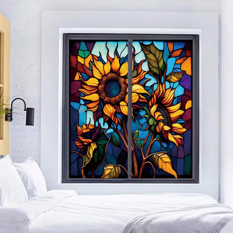 Custom size Window Film Stained Glass Films Frosted Privacy Static Cling Sunflower Sticker Bathroom Skylight Decor