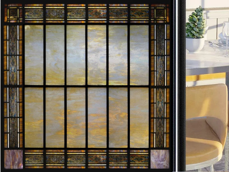 Frosted Stained Glass Window Film, Customized Art Deco Design, Static Cling Door Sticker,Home Decor Foil, Treatment