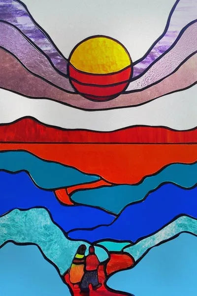 Custom Size Stained Glass Window Film, Retro Painted Frosted Static Cling, Vintage Glass Films Sticker, Lighthouse Sailboat