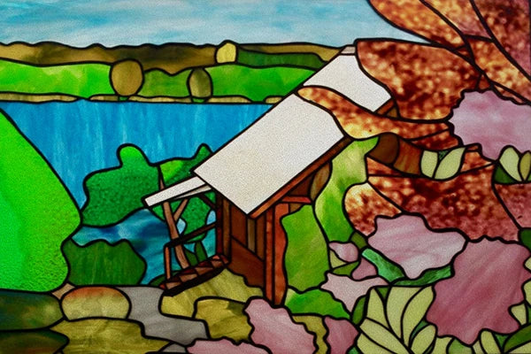 Window Film Stained Glass Stickers,Custom size Static Cling Frosted,Flower Bird Tree Print For Transom Window Glass Home Decor