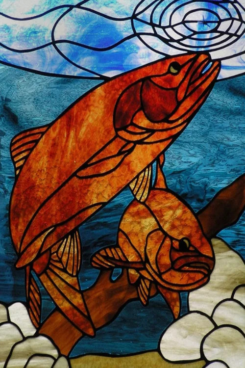 Custom Size Window Stained Glass Films,Fish,Sea World Stickers For Bathroom Bedroom Door Office Home Decor