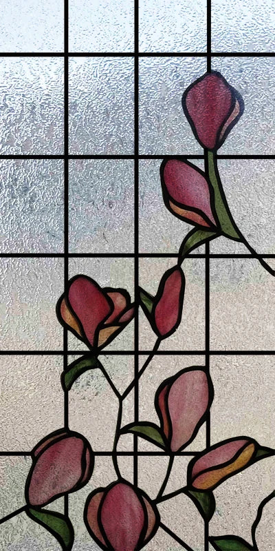 Custom Size Stained Glass Window Film Frosted Privacy Static Cling Retro Prairie Style Stickers Shower Kitchen Home Decor Flower
