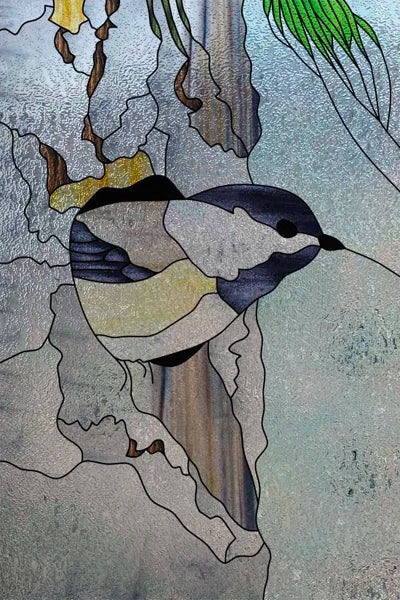 3D Matte Window Film,Stained Glass Decorative Uv Window Sticker,Privacy Frosted Static Cling,Custom size for Glass,Birds,Peacock