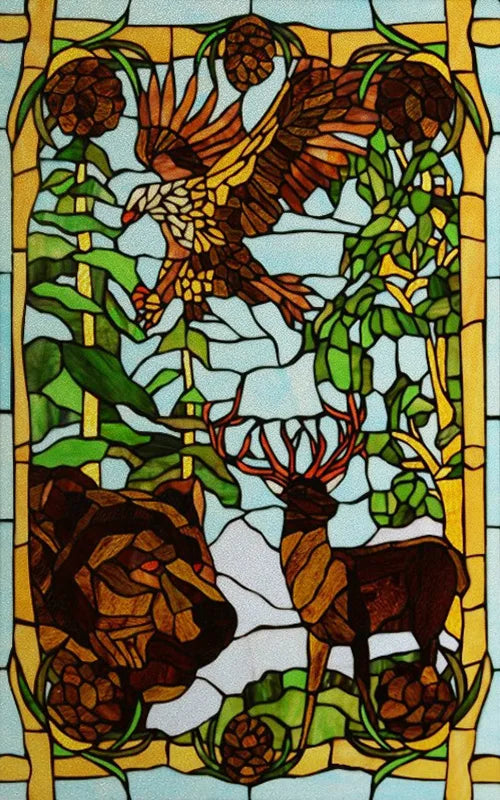 Custom Size Glass Window Film Static Cling Frosted Glass Films Stickers For Bathroom Kitchen Door Birds Heron Parrot Owl