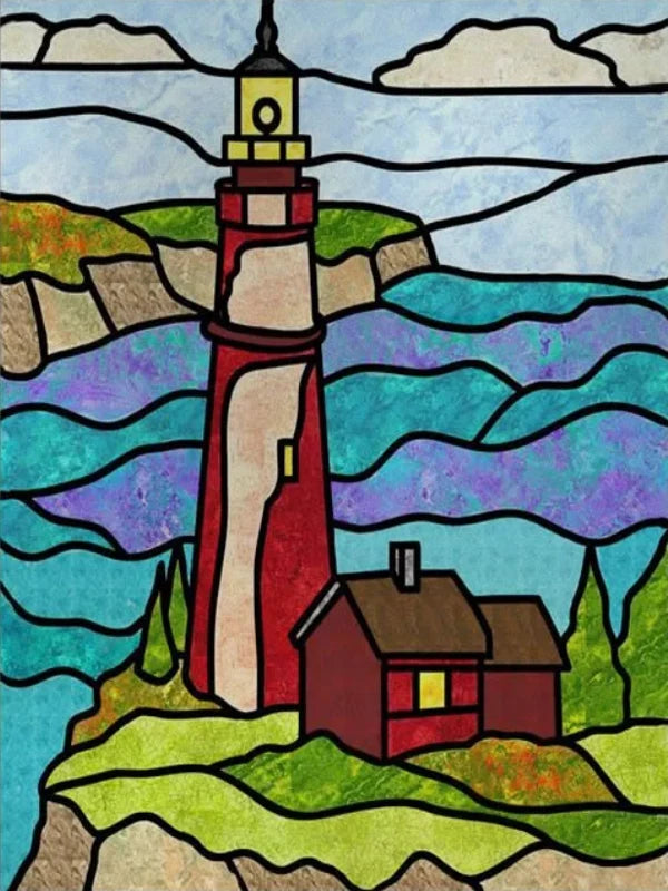 Custom Size Stained Glass Films,Privacy Static Cling,Print Castle, Lighthouse Tower, Sailboat Door Sticker,Office, Home Decor