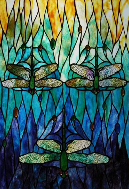 Window Film Frosted Stained Glass Films,Customized Privacy Static Cling,Retro Colorful Stickers Home Decor Bathroom Skylight