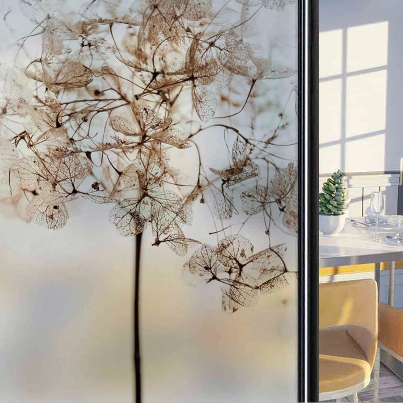 Frosted Stained Glass Window Film, Customized Decor Design, Leaf Static Cling Sticker,Home Decor Foil, Treatment