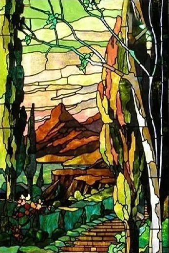 Glass Films Stained Window Film Translucent sticker self adhesive/Static Cling Paper Home decor Landscape painting Tree pattern