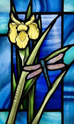 Custom size Glass Films,Stained Glass Stickers Static Cling,Frosted Privacy Print Dragonfly Butterfly for Window Door Home Decor