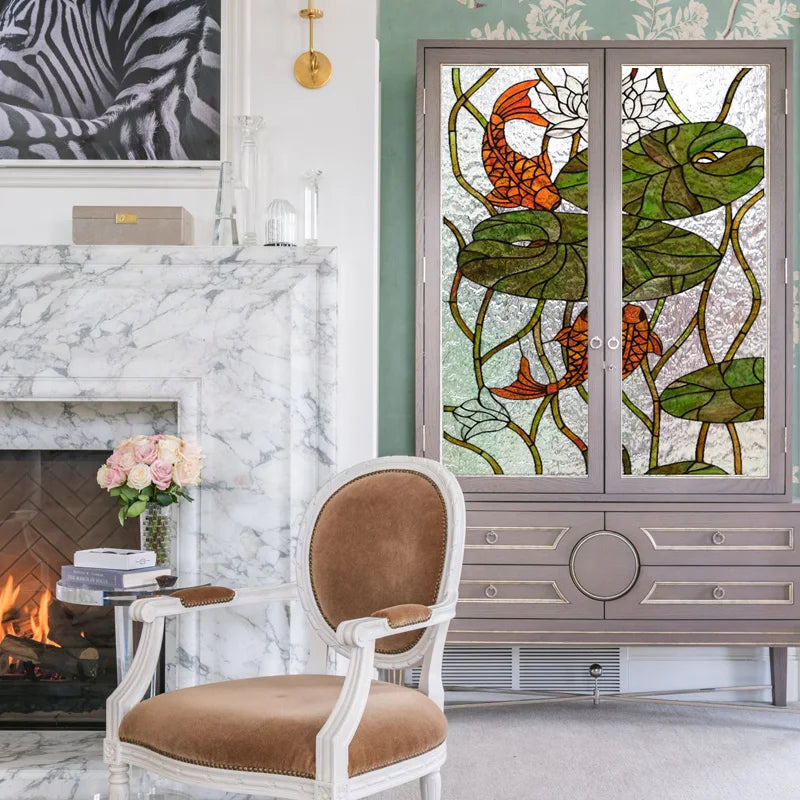 Window Film Frosted Stained Glass Films,European Static Cling Privacy Films,Door Sticker,Kitchen Office Home Decor Customized