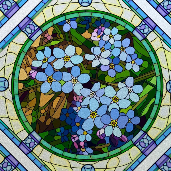 Window Film Frosted Stained Glass Films,Customized Art Deco Design Flowers Static Cling Sticker,Home Decor Foil Window Treatment