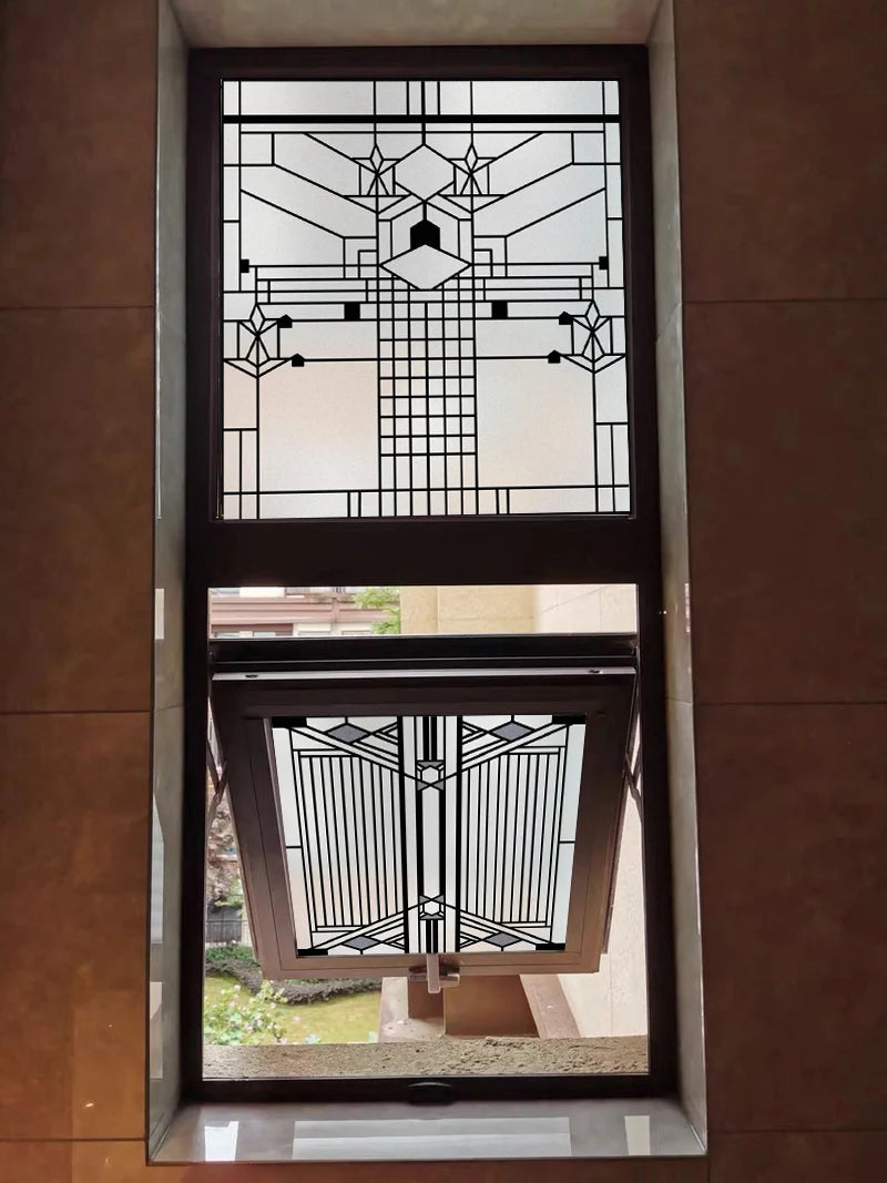 Custom size Window Film Stained Glass Films Square Window Sticker Retro Privacy Frosted Static Cling Home Decor  for Glass Door