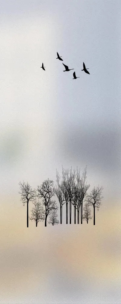 Custom Size Stained Glass Window Film,Frosted Privacy, Static Cling, Door Sticker,Kitchen and Bathroom, Tree Home Decor