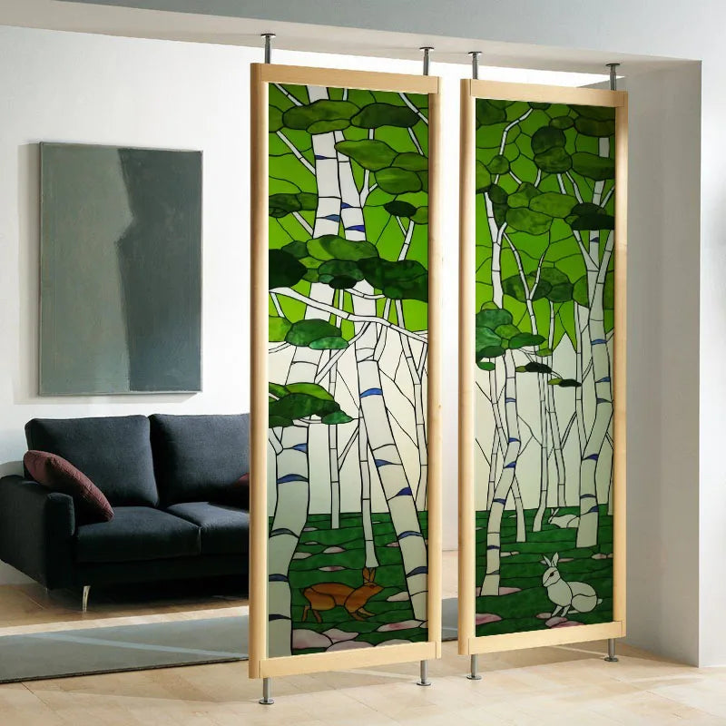 Custom Glass Window Film Static Cling,Stained Glass Films,Home Foil Stickers,Tree Pattern,Frosted For Bathroom Door,Home Decor