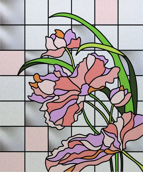 Custom size Glass Films Stained Glass Stickers Static Cling Frosted Privacy PVC Print Flower,Cat,Fish For Window Door Home Decor