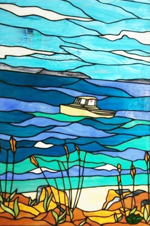 Custom size Stained Glass Films,Privacy Static Cling,Print Castle Lighthouse Sailboat Door Sticker,Office Home Decor