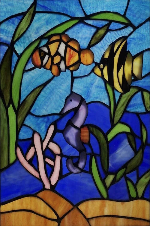 Custom Size Window Stained Glass Films,Fish,Sea World Stickers For Bathroom Bedroom Door Office Home Decor