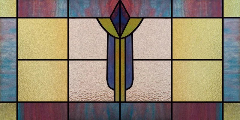 Custom Size Window Film, Stained Glass, Decorative Retro Window Sticker, Privacy Frosted Static Cling, Home Decal