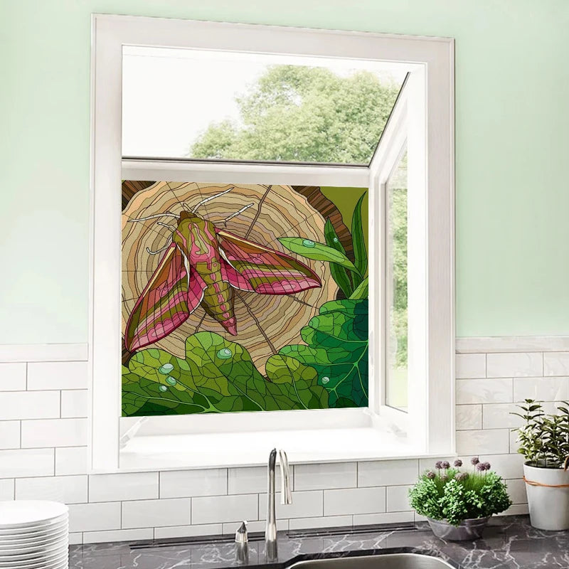 Frosted Stained Glass Film, Customized Art Deco Design, Color Static Cling Sticker,Home Decor Foil, Window Treatment