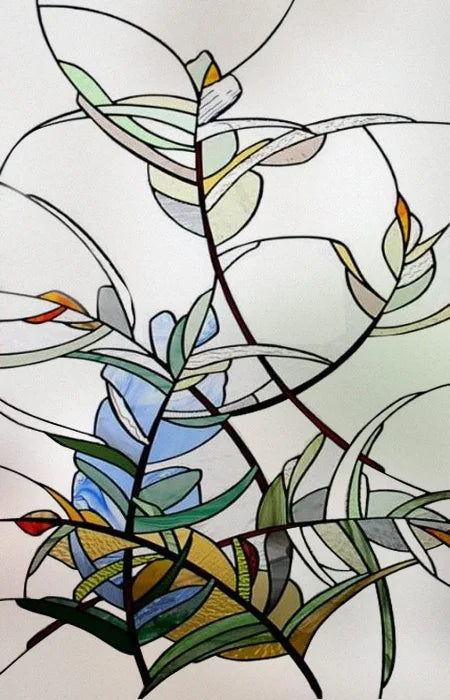 Frosted Stained Glass Window Film, Print Flowers, Static Cling,Privacy Door Sticker,Kitchen, Office, Home Decor, Customized