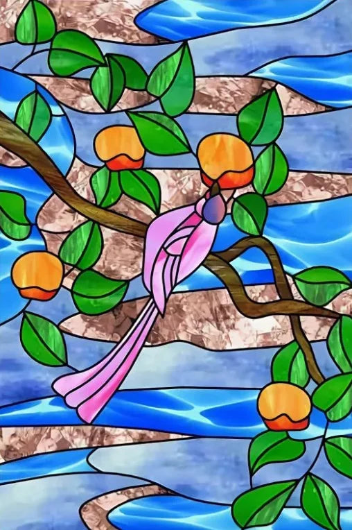 Window Film Stained Glass Stickers,Custom size Static Cling,Frosted Privacy Print Bird,Peacock,Heron,Owl,For Window Home Decor