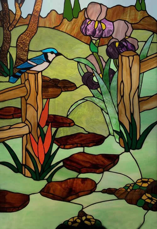 Window Film Frosted Stained Glass Films,Customized Privacy Static Cling,Retro Colorful Stickers Home Decor Bathroom Skylight