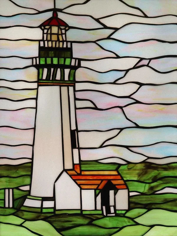 Custom Size Stained Glass Films,Privacy Static Cling,Print Castle, Lighthouse Tower, Sailboat Door Sticker,Office, Home Decor