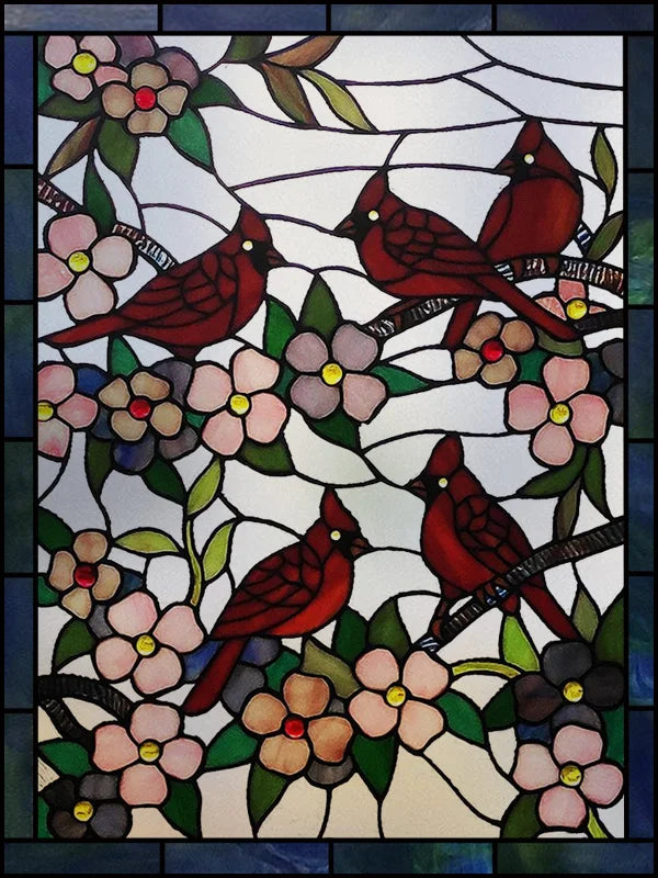 Frosted Stained Glass Window Film, Customized Art, Peacock Hummingbird Static Cling Sticker,Home Decor, Treatment