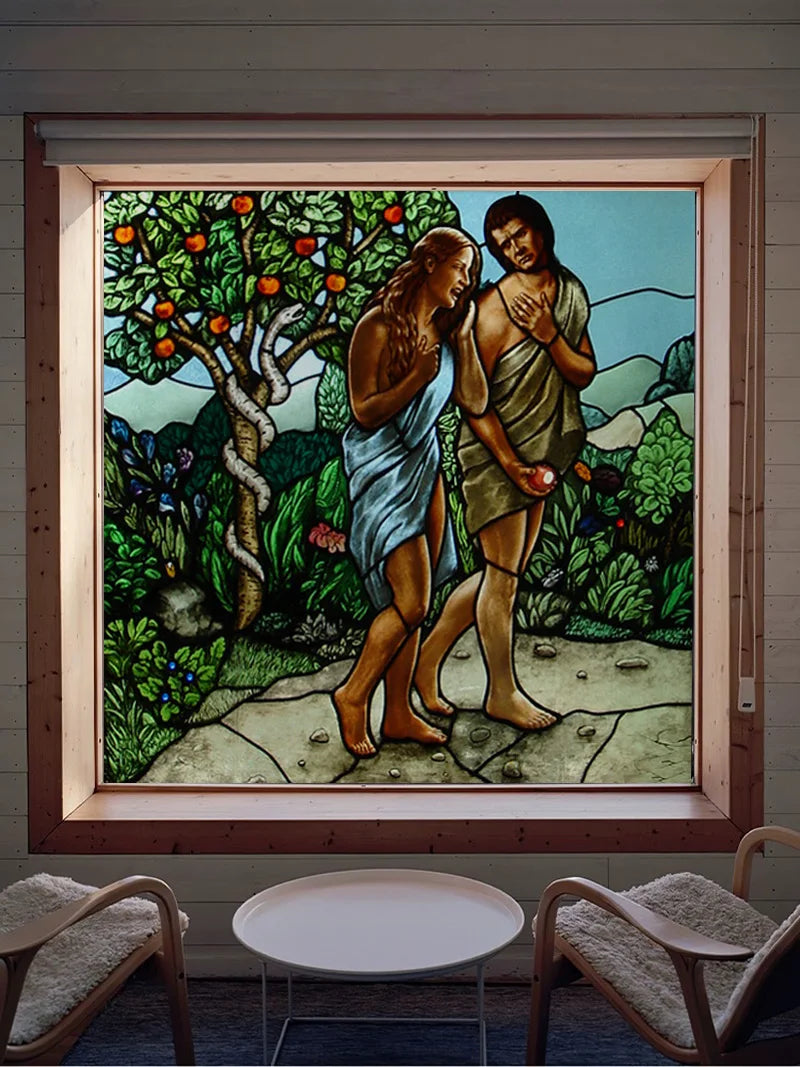 Custom Frosted Stained Glass Window Film,PVC Static Cling Films,Virgin Mary, Jesus Church Decor, Foil Stickers