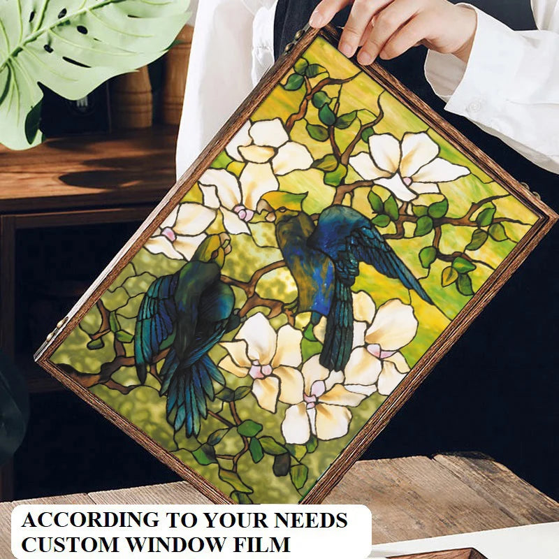 Frosted Privacy Window Film, Stained Glass Film, European Church Style, Colorful Window Stickers, Shower and Bathroom