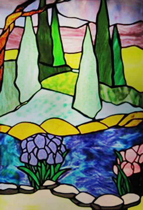 Window Film Frosted Stained Glass Films,Customized Privacy Static Cling,Retro Colorful Stickers Home Decor Bathroom Skylight